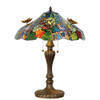 LumiLamp Tiffany Tafellamp Ø 52x65 cm Blauw Groen Glas Driehoek Vlinder Tiffany Bureaulamp Blauw Tiffany Bureaulamp