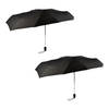 2x Folding umbrella in Black - Polyester and Aluminum - Storm umbrella - Length 61.5cm - Diameter. 97cm