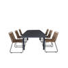 Marbella tuinmeubelset tafel 100x160/240cm en 6 stoel satebelL Lindos zwart.