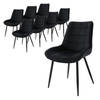 ML-Design Set van 8 eetkamerstoelen met rugleuning, zwart, keukenstoel met fluwelen bekleding, gestoffeerde stoel met