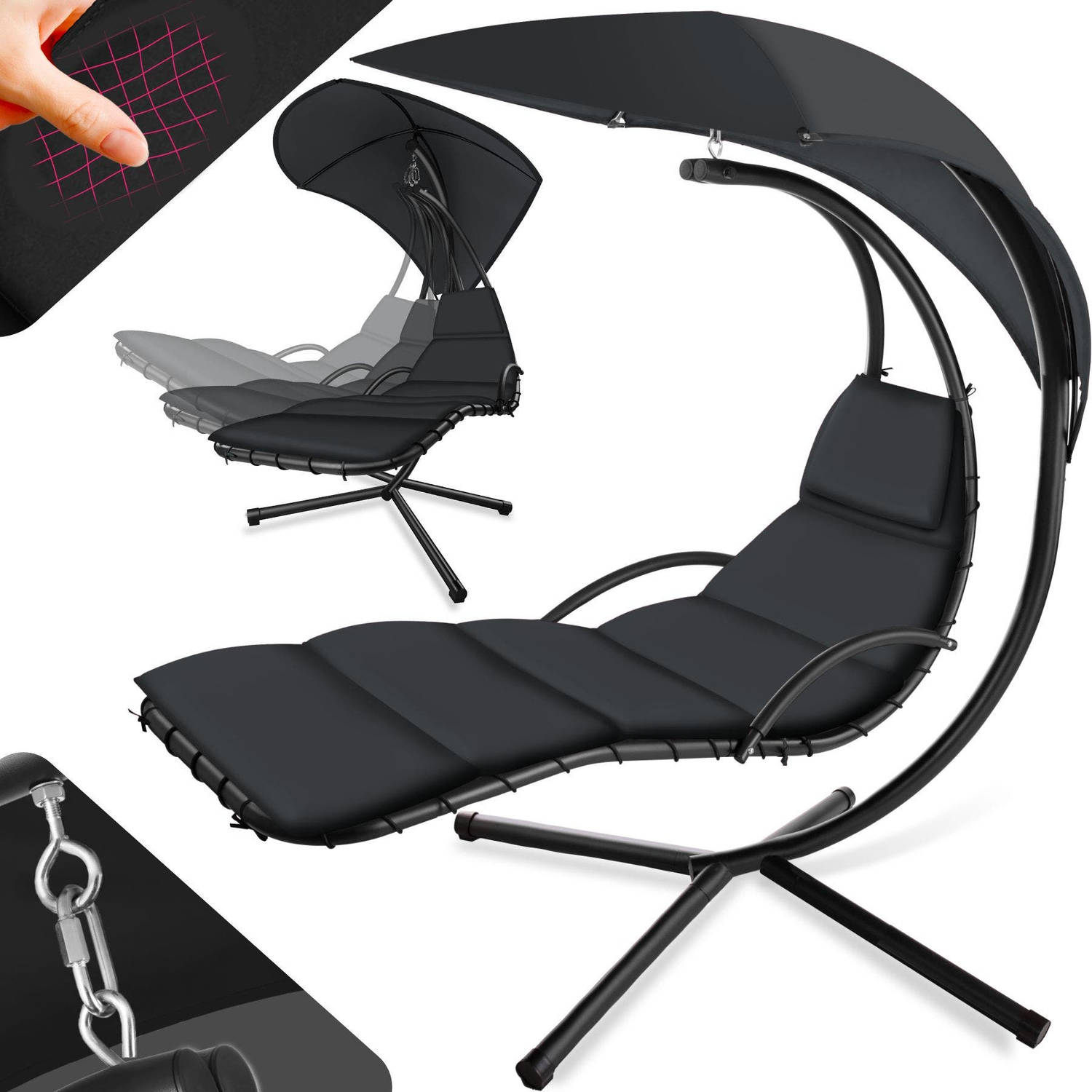 tectake® Hangstoel Maja met standaard zwart 404604