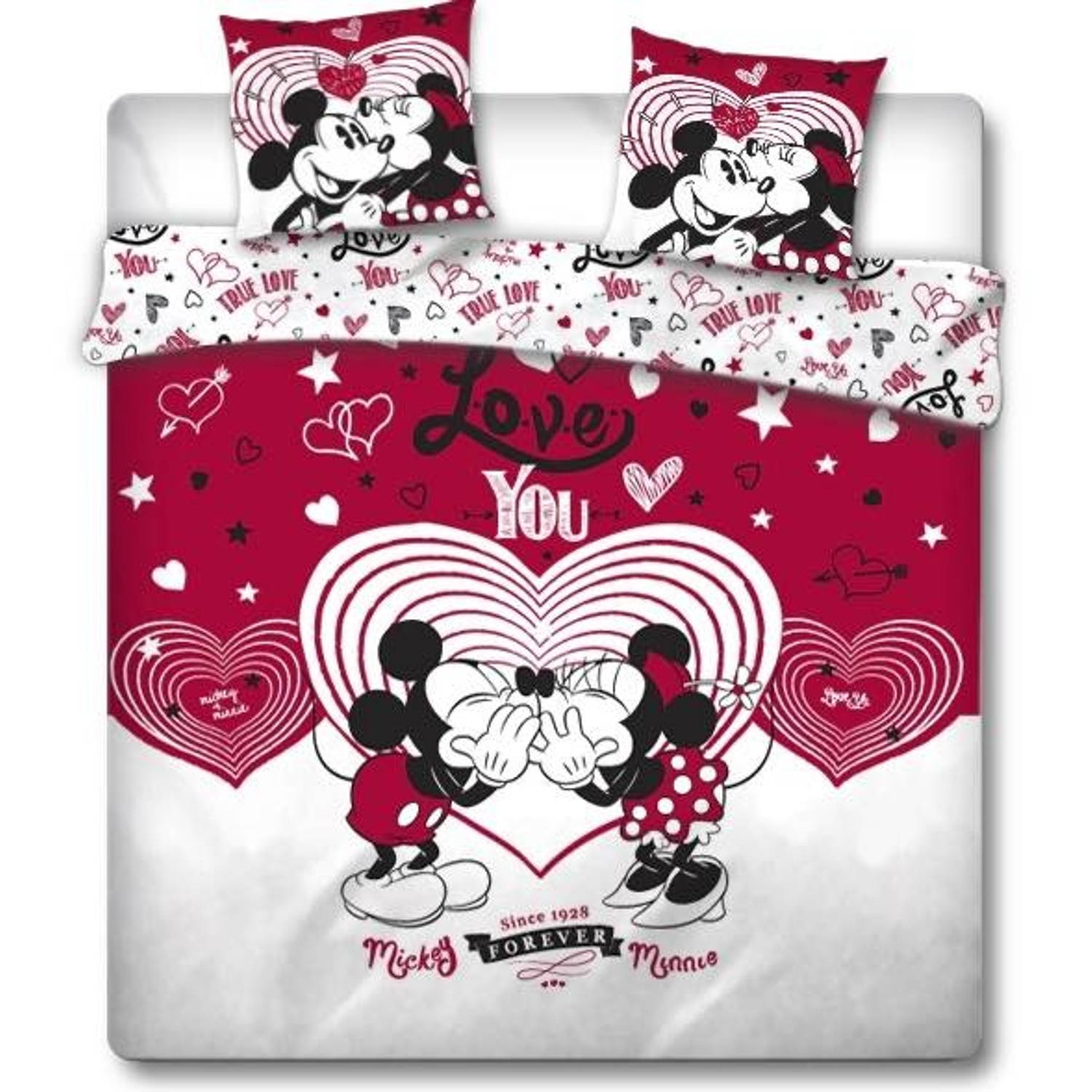 Disney Minnie Mouse Dekbedovertrek Love You Lits Jumeaux 240 x 220 cm Rood