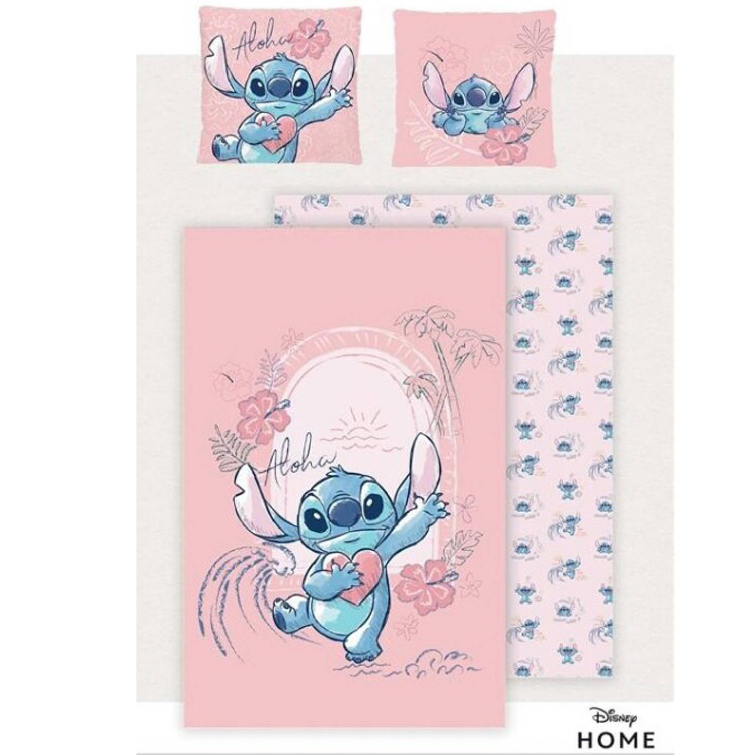 Disney Lilo & Stitch Dekbedovertrek Heart Lits Jumeaux 240 x 220 + 2x 65 x 65 cm Katoen