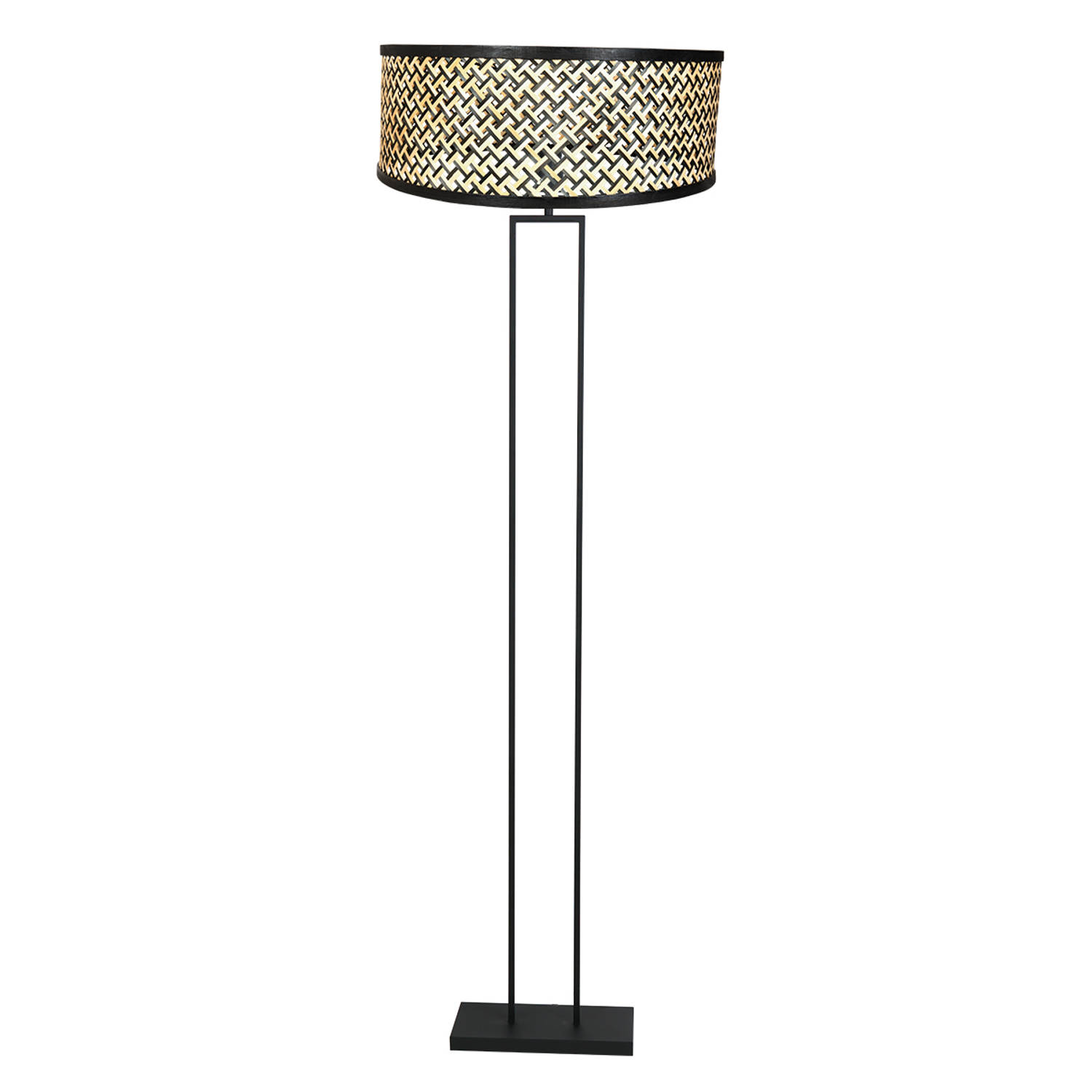 Vloerlamp Stang | 1-lichts | naturel & zwart | E27 fitting | woonkamer / slaapkamer | modern design | leeslamp