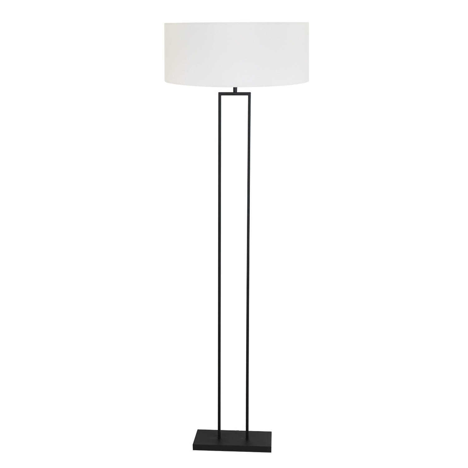 Vloerlamp Stang | 1-lichts | linnen wit met zwart | E27 fitting | modern design | voor woonkamer / slaapkamer | staande lamp | industrieel