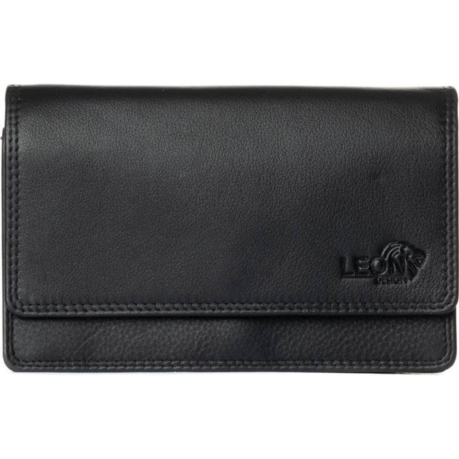 LeonDesign 16-W1285-04 dames portemonnee zwart leer