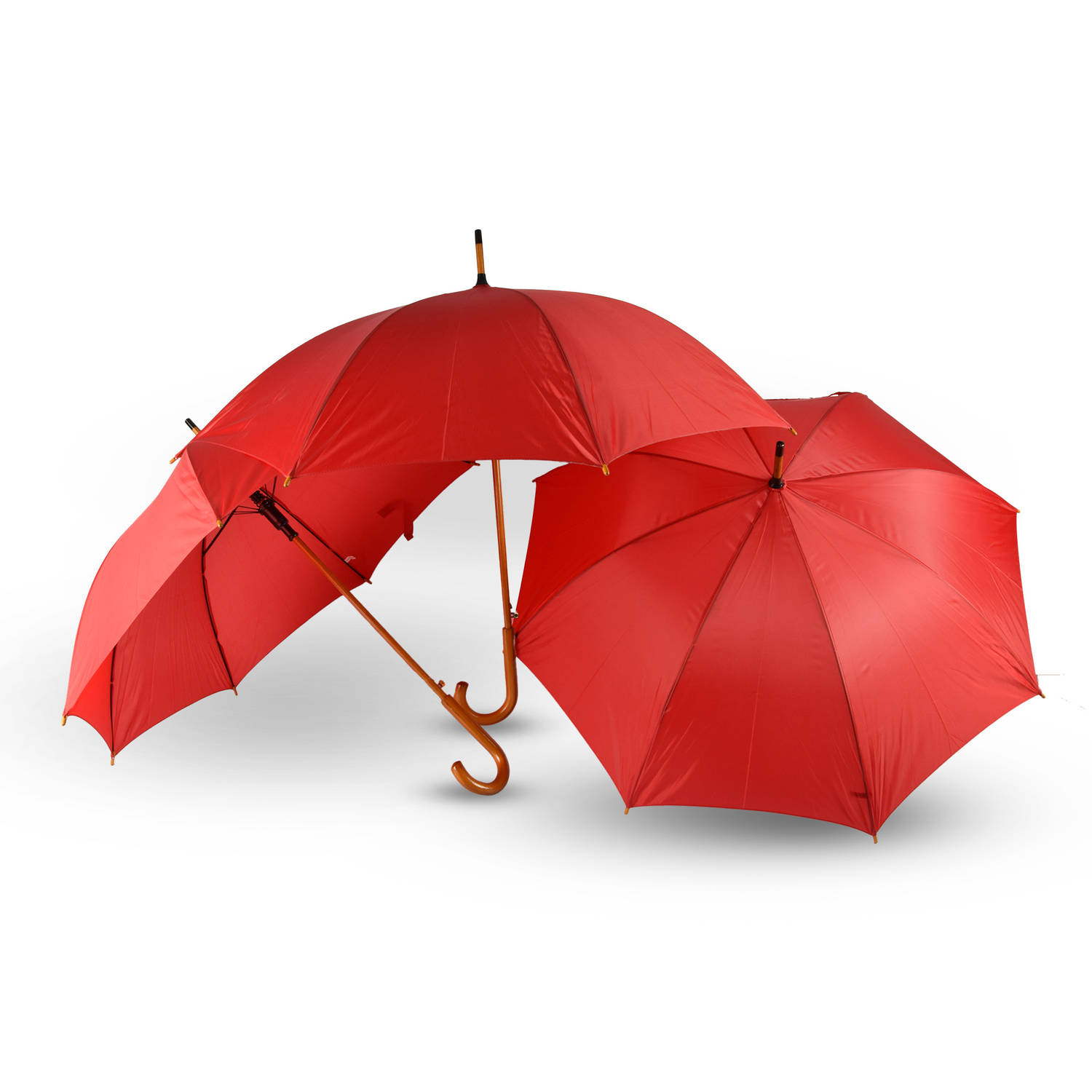 3x Paraplu Automatische paraplu Opvouwbare paraplu Houten handvat 89cm*98cm