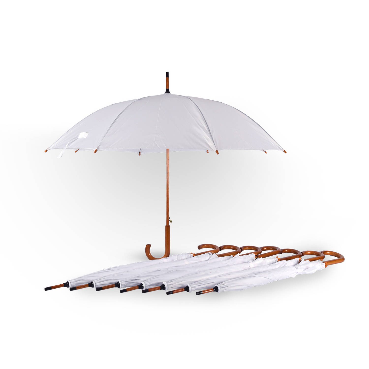 Set van 8 Elegante Witte Trouwparaplu's | Automatisch Opvouwbaar - 102 cm Diameter - Windproof | Ideaal voor Bruiloftsgasten en Eregeschenken