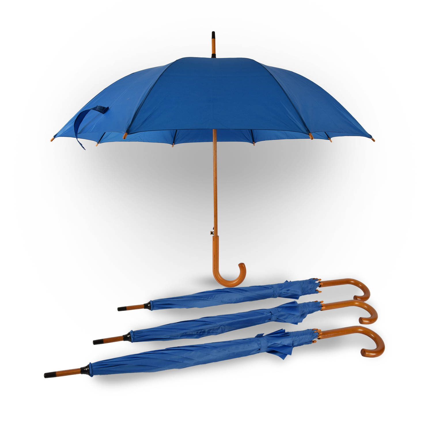Set van 4 Elegante Volwassen Paraplu's voor Stijlvolle Bescherming | 102cm Diameter met Houten Look Handvat | Automatische en Windproof