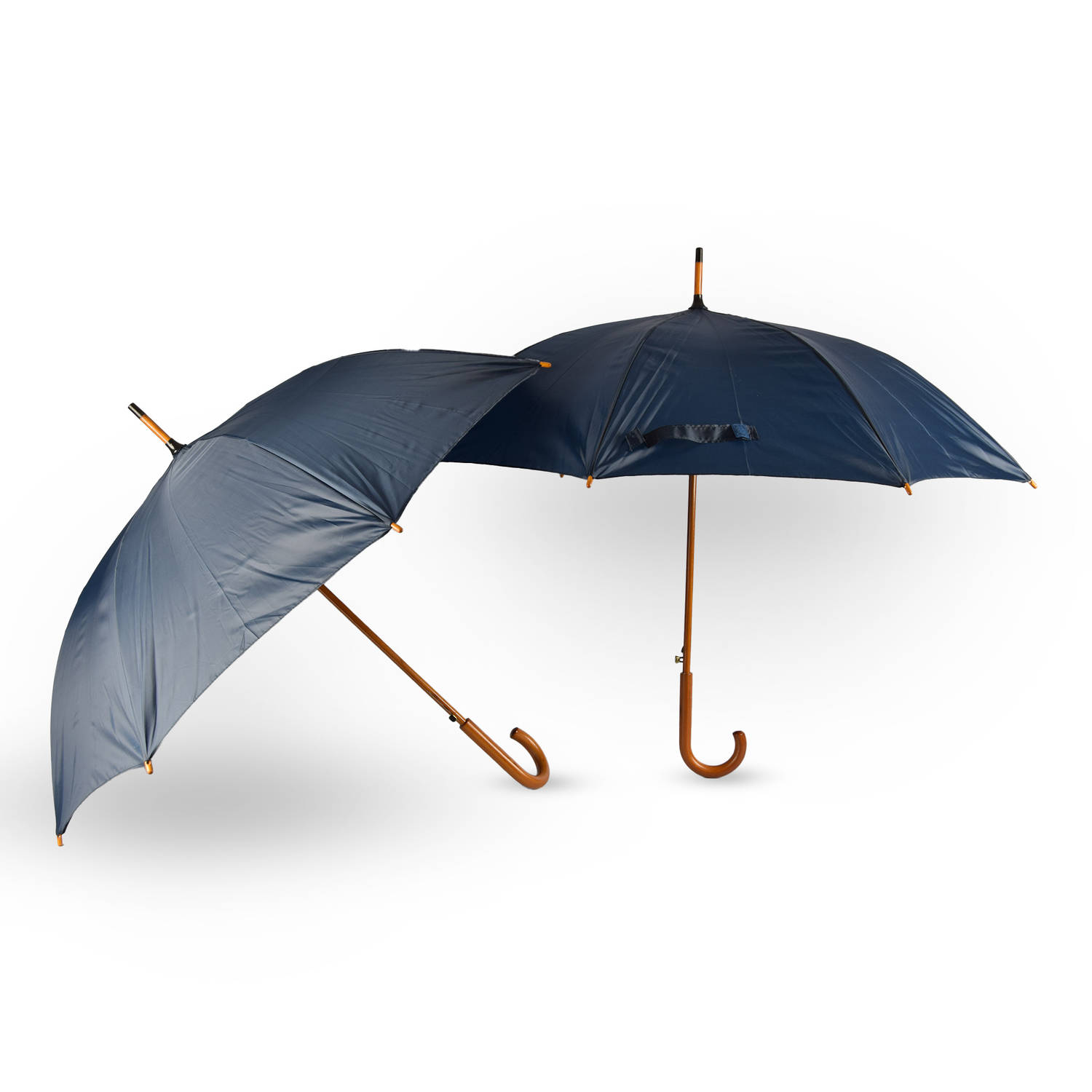 2x Paraplu Automatische paraplu Navy blauw Opvouwbare paraplu Houten handvat 89cm*98cm