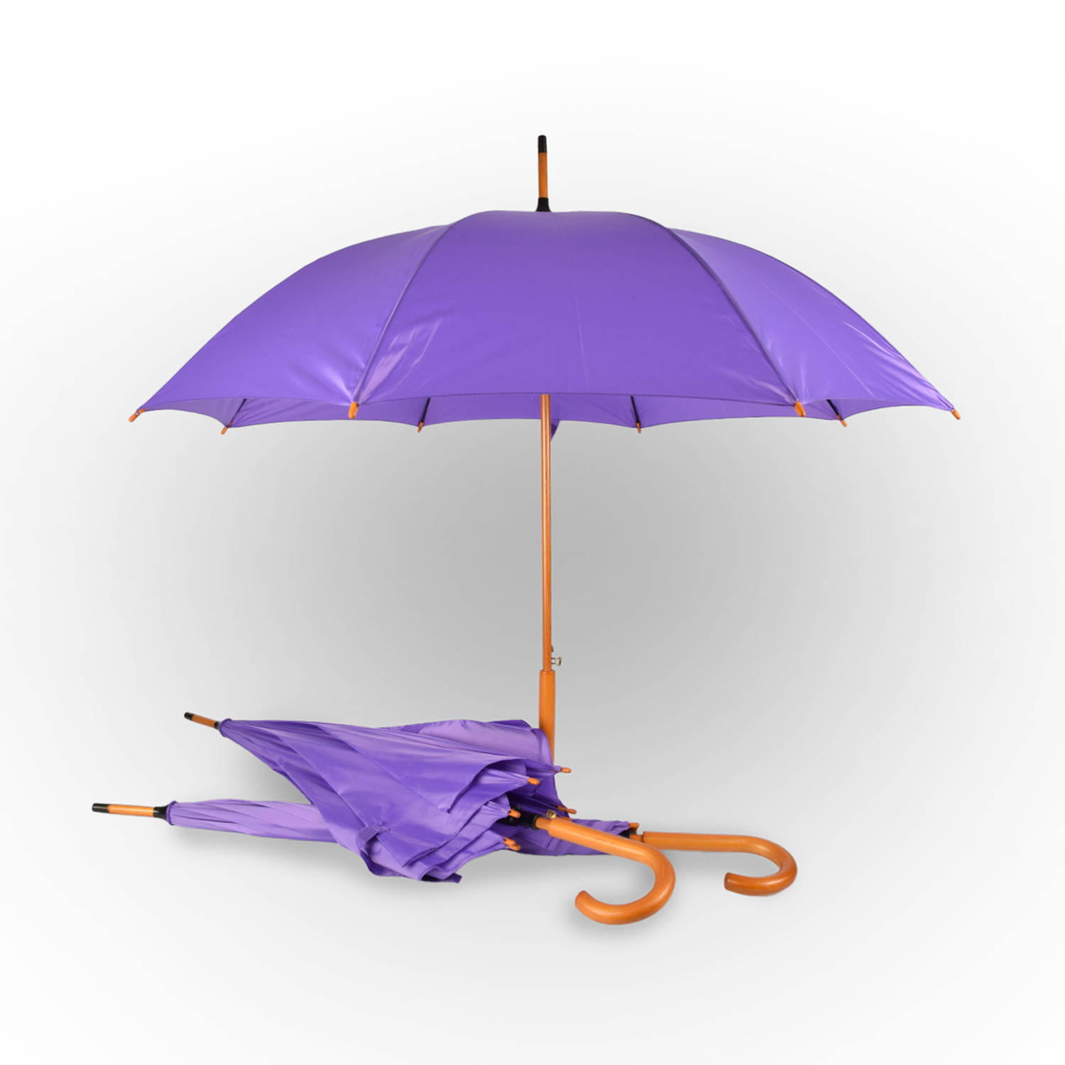 3x Paraplu Automatische paraplu paars Opvouwbare paraplu Houten handvat 89cm*98cm