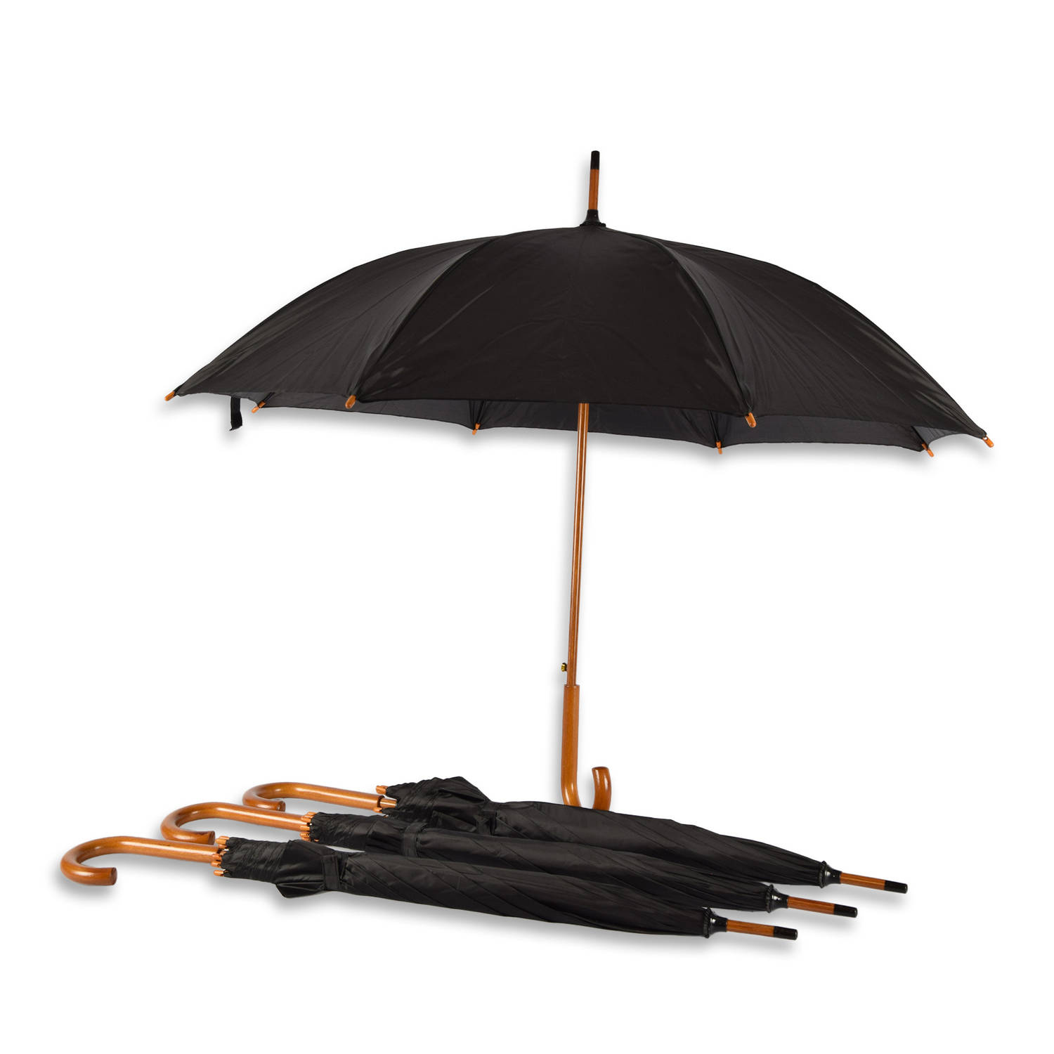 Set van 4 Stijlvolle Zwarte Paraplu's - Sterk en Opvouwbaar - Voor Volwassenen - Elegant Regenbescherming