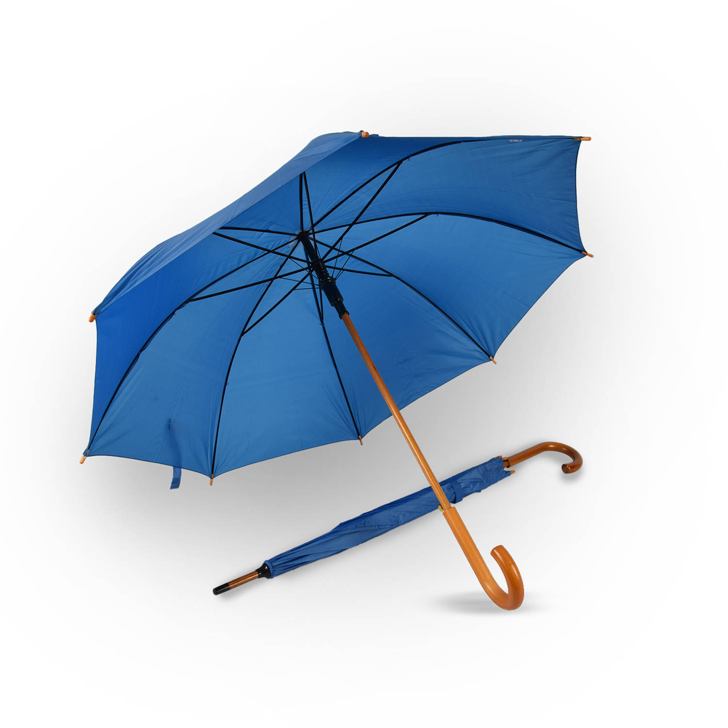 Set van 2 Automatische Opvouwbare Paraplu's | 102cm Diameter met Houten Look Handvat | Een Must-Have Blauwe Paraplu voor Regenachtige Dagen