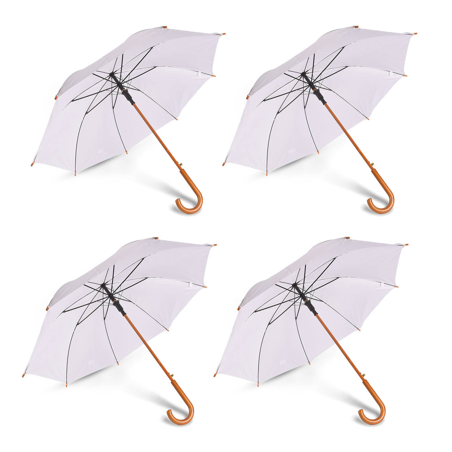 Set van 4 Sterke Automatische Opvouwbare Paraplu's - Voor Volwassenen - 102 cm Diameter - Wit Design - Duurzaam & Stijlvol