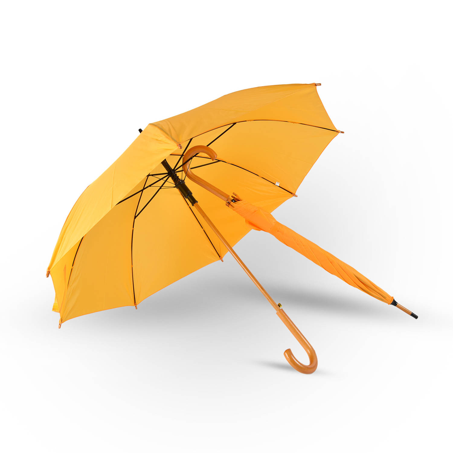 2x Paraplu Automatische paraplu oranje&geel Opvouwbare paraplu Houten handvat 89cm*98cm