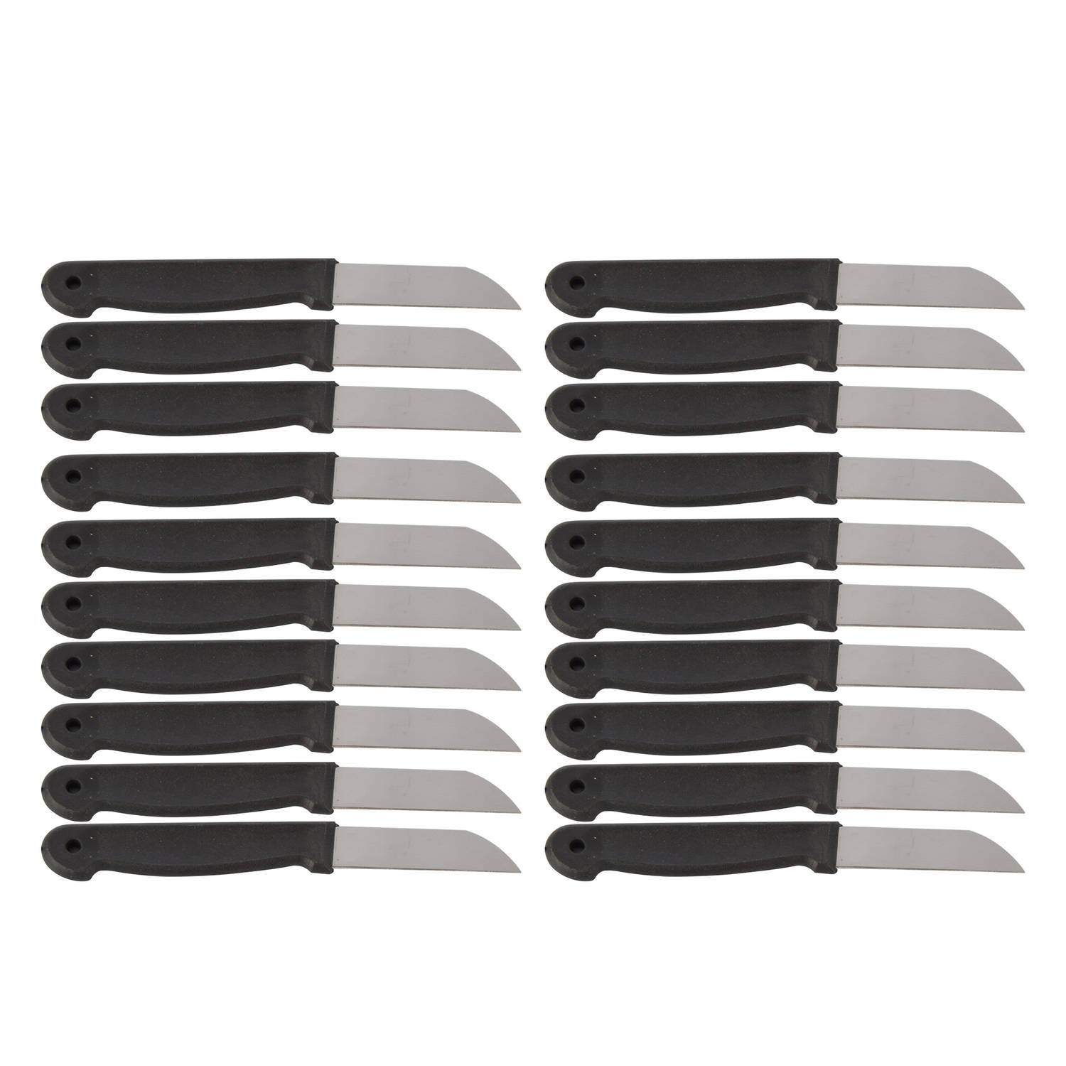 Set van 20 Zwarte Schilmesjes - Roestvrij Staal en Plastic - Keukenaccessoires voor Koken & Klussen | 16cm Lang Messenset