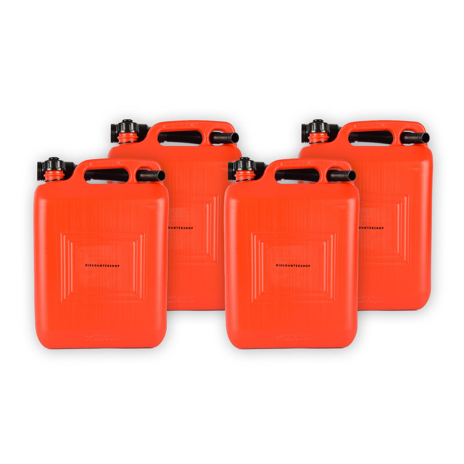 Set van 4 Robuuste Jerrycans 10 Liter - Rood Polyethyleen - Ideaal voor Auto & Motor - Geschikt voor Benzine en Meer - Met Schenktuit en Handgreep