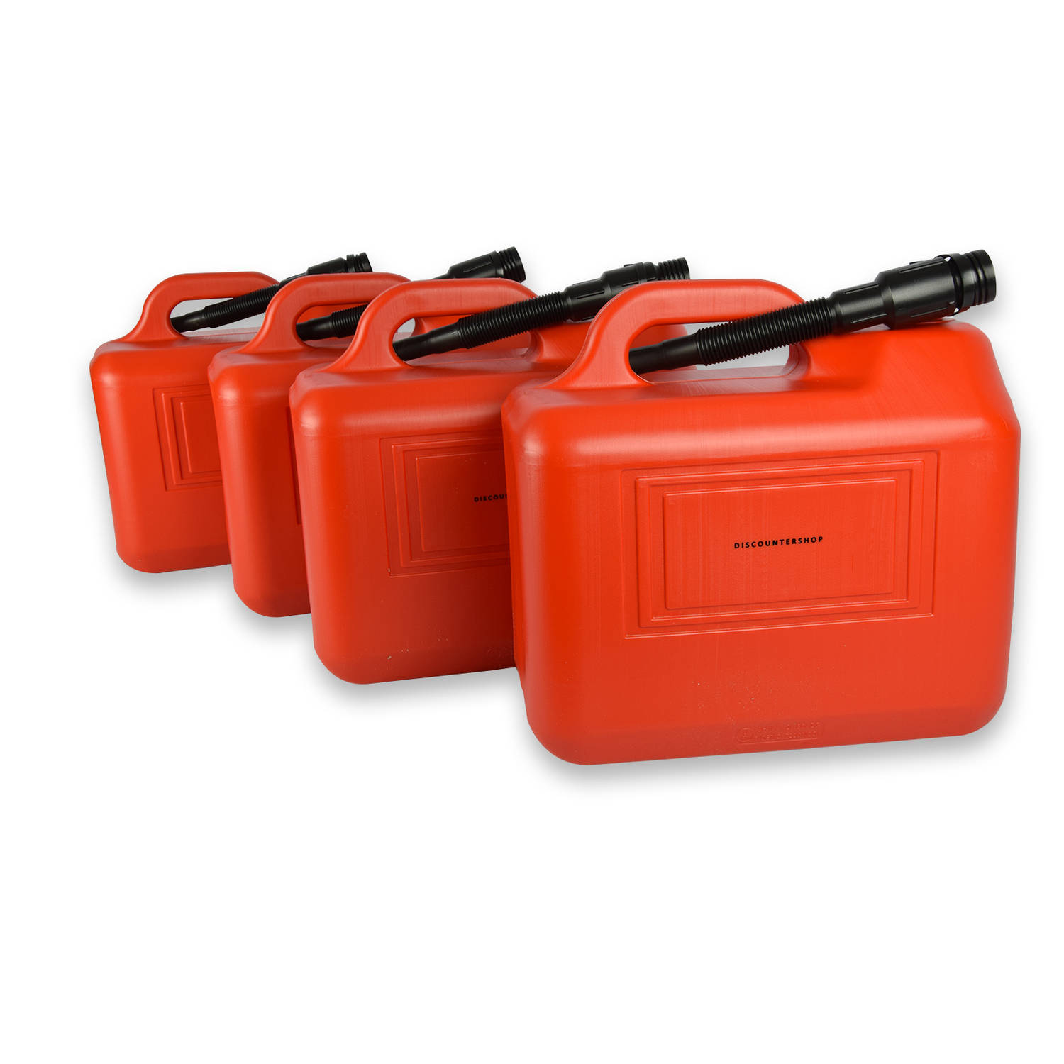 4-Delige Jerrycan Set - 20L elk in Rood Polyethyleen - Met Schentuit & Vergrendelbare Dop - Geschikt voor Brandstof - Ideaal voor Auto & Motor, en Kamperen & Outdoor