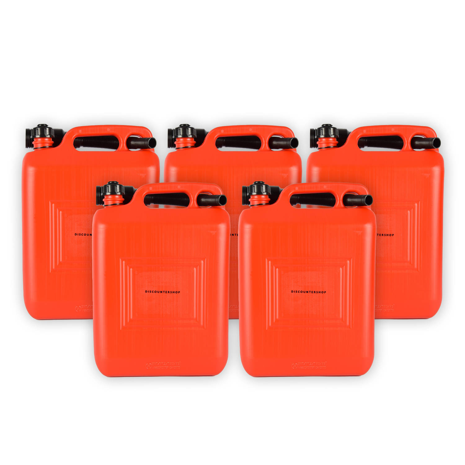 Set van 5 Robuuste Jerrycans - 10 Liter elk in Rood Polyethyleen - Met Schenktuit en Handgreep - Ideaal voor Onderweg - Geschikt voor Benzine, Diesel en Meer