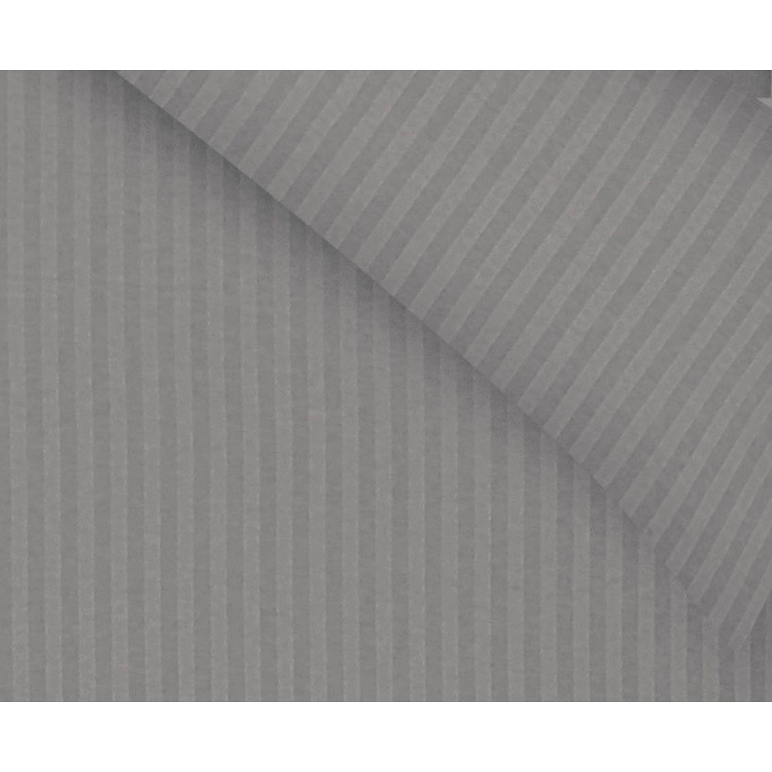 Lanotte® - Amalfi Collectie  - Dekbedovertrek - Satin Stripe - Grijs - 2 Kussenslopen 60x70 cm - 240x200/220 cm