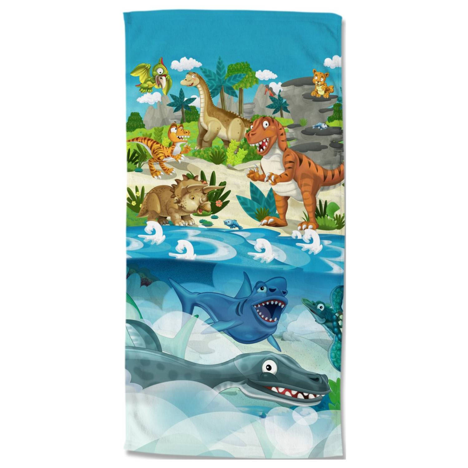 Droomtextiel Dino Kinder Strandlaken Handdoek 75x150 cm Heerlijk Zacht Velours