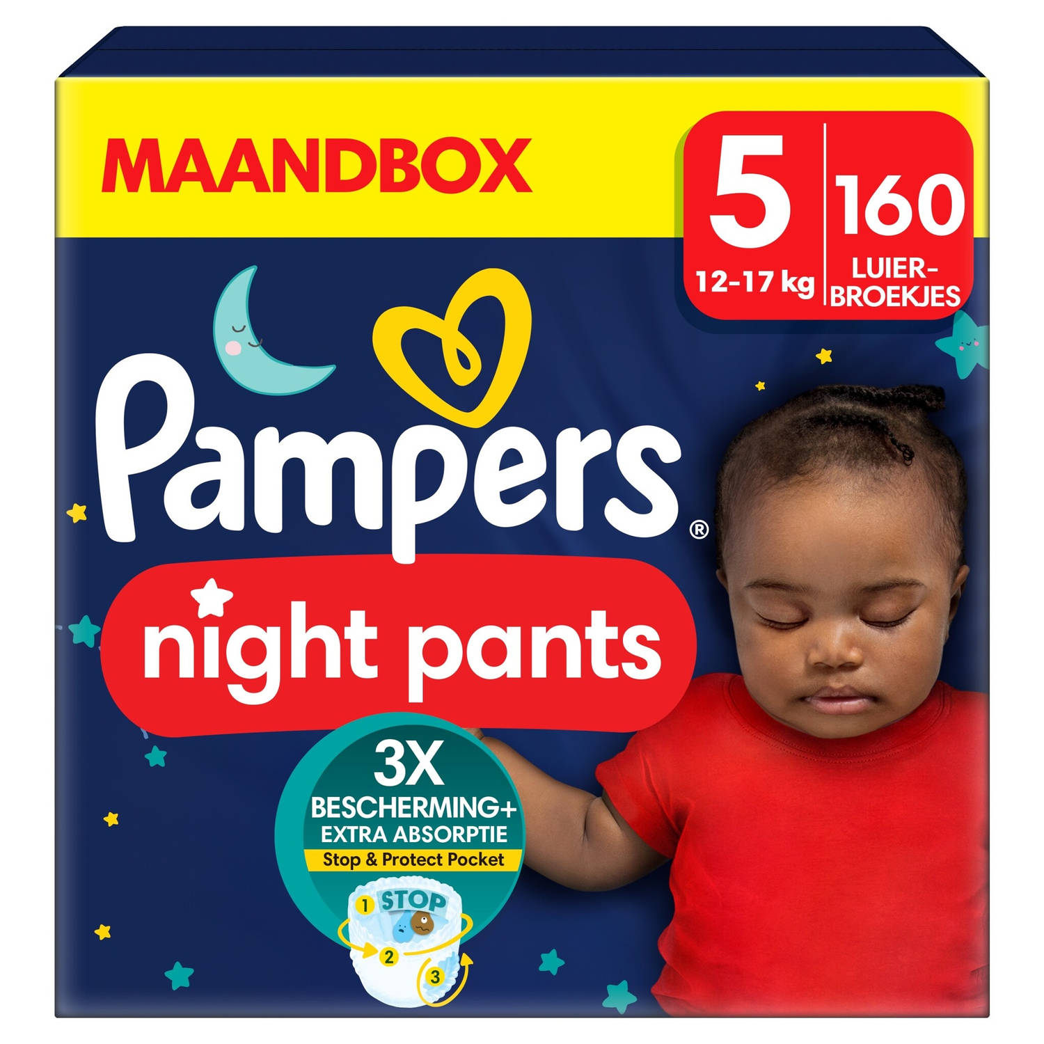 Pampers Baby-Dry Night Pants - Maat 5 (12kg - 17kg) - 160 Luierbroekjes Maandbox