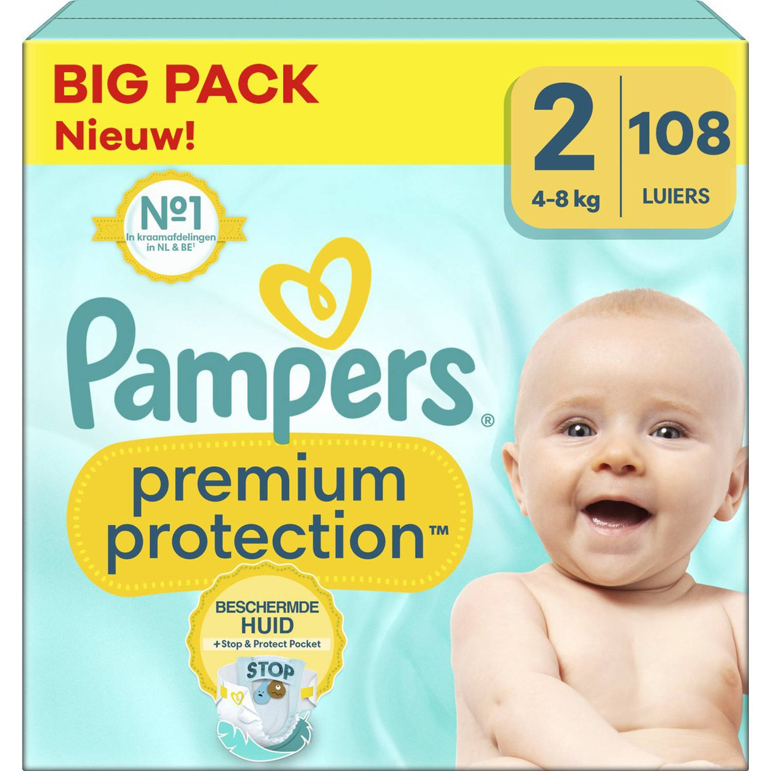 Pampers Premium Protection Maat 2 Big Pack 108 luiers 4-8 KG