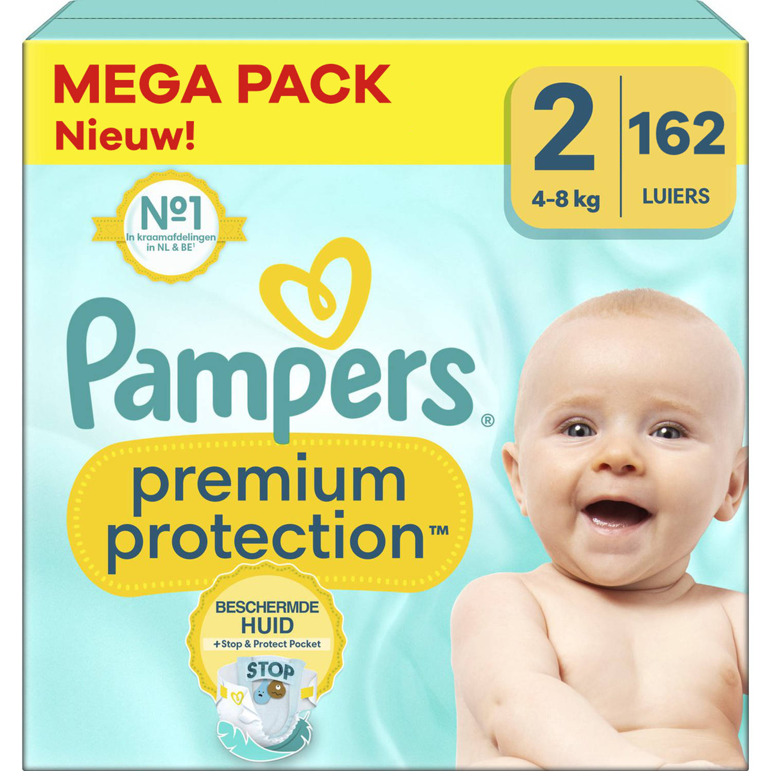 Pampers Premium Protection Maat 2 Mega Pack 162 luiers 4-8 KG