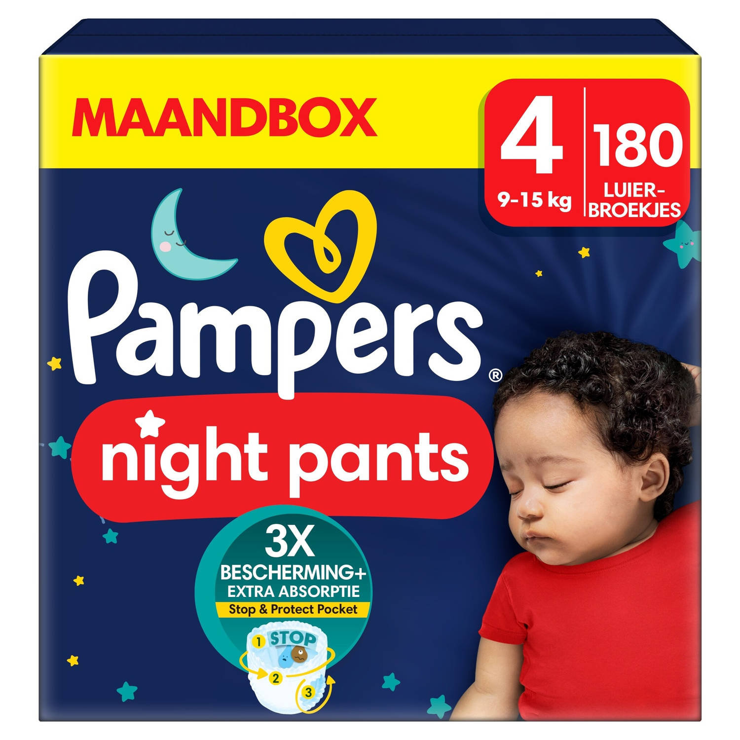 Pampers Baby-Dry Night Pants - Maat 4 (9kg - 15kg) - 180 Luierbroekjes Maandbox