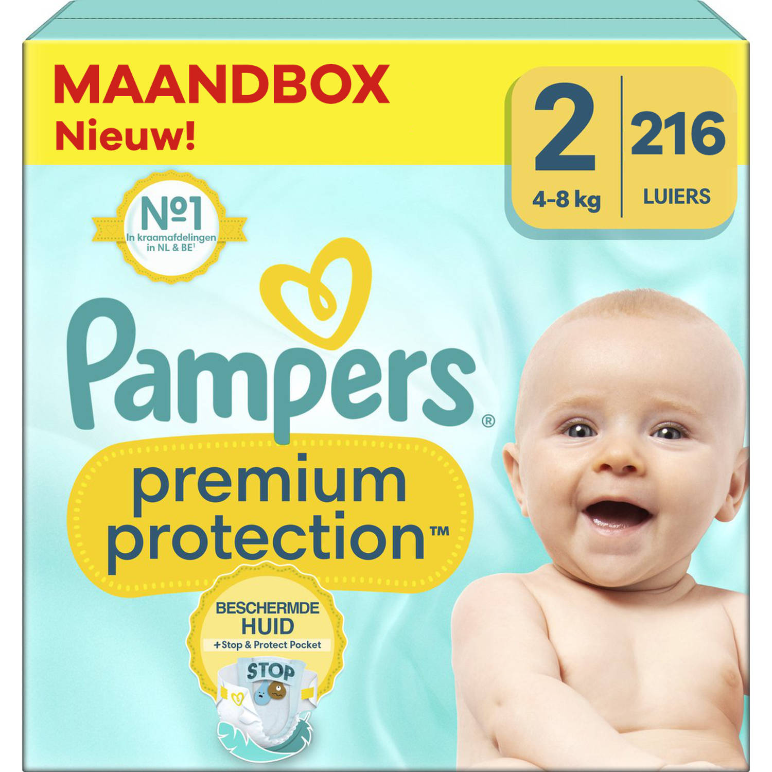 Pampers Premium Protection Maat 2 Maandbox 216 luiers 4-8 KG