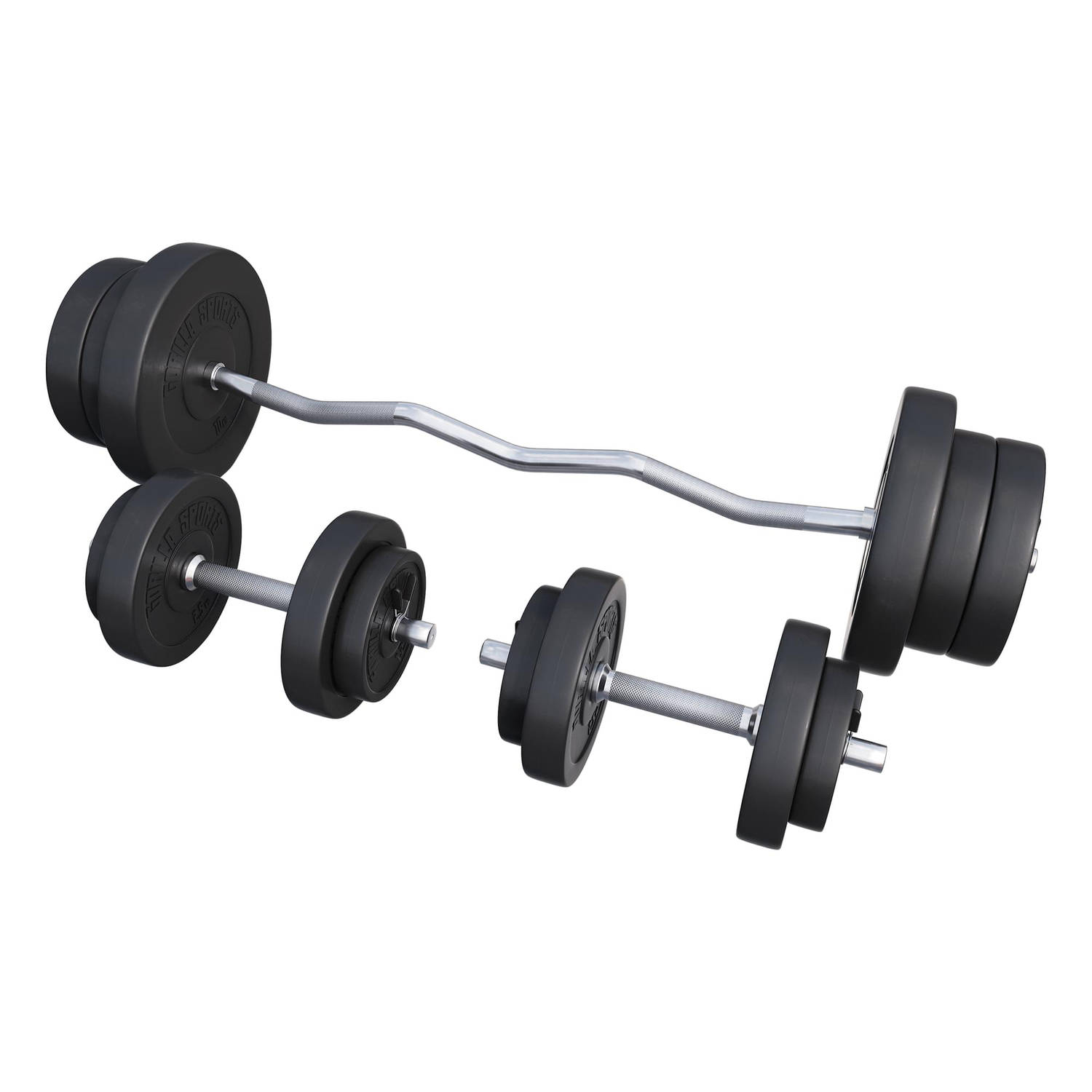Gorilla Sports EZ-Curlset 70 kg Kunststof Halters met gewichten -Veersluiting 30 mm