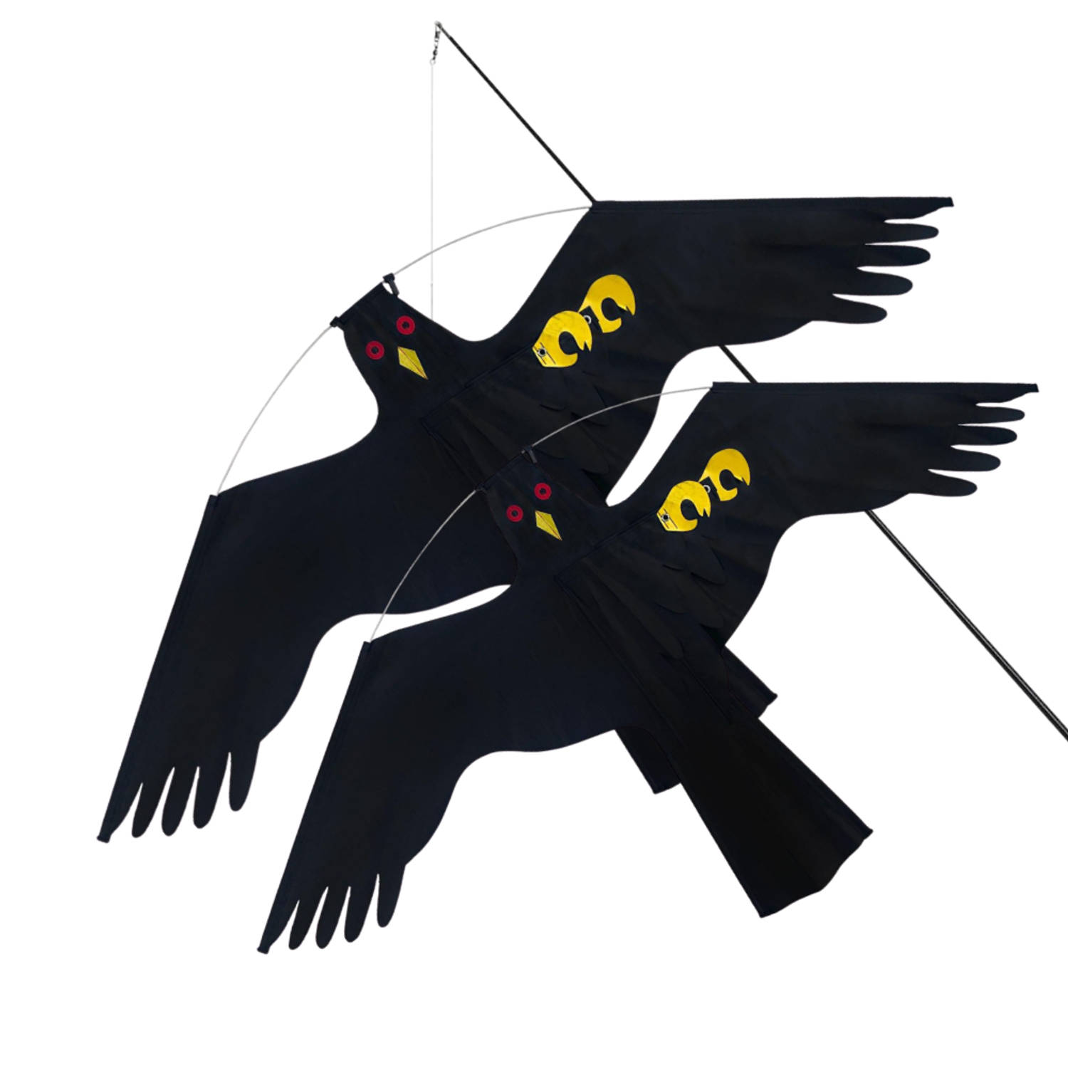 HIXA Vogelverjager 4 Meter - met Extra Vlieger Duivenverjager - Vogelverschrikker - Kraaien - Zwart - Nylon