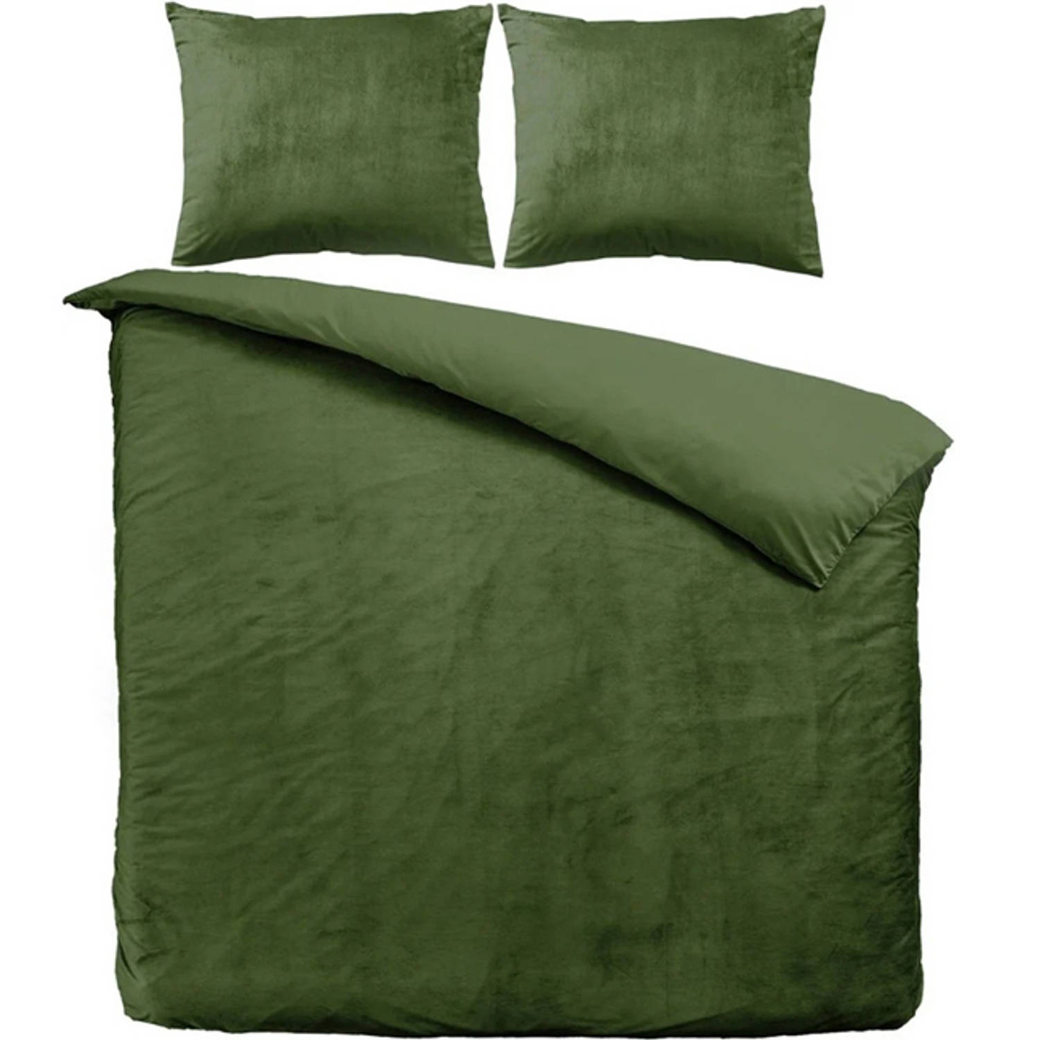 Zavelo Dekbedovertrek Velvet Comfort Groen-2-persoons (200 x 200-220 cm)