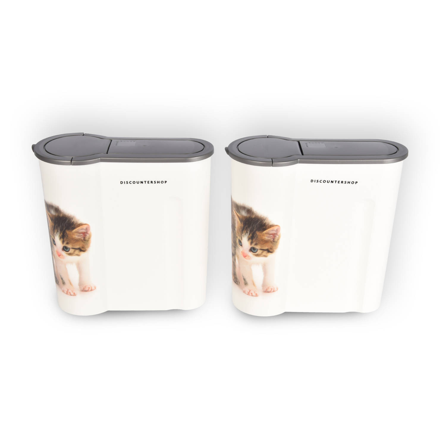 Kattenvoer Opbergdozen Set: 2x 4L Witte Kunststof Containers 25.5x9.5cm Ideaal voor Voedselopslag