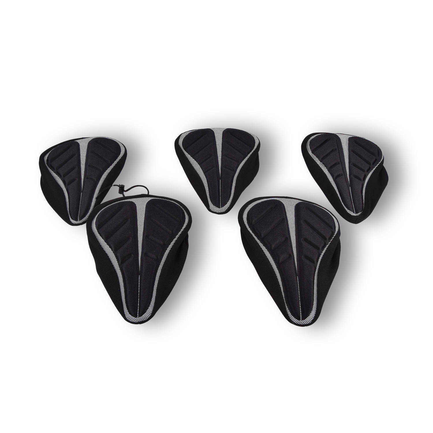 Set van 5 Zwarte Fietszadelhoezen met Gelvulling - Waterdicht - Polyester - 29x20x2.5cm - Voor Elektrische Fietsen & Mountainbikes