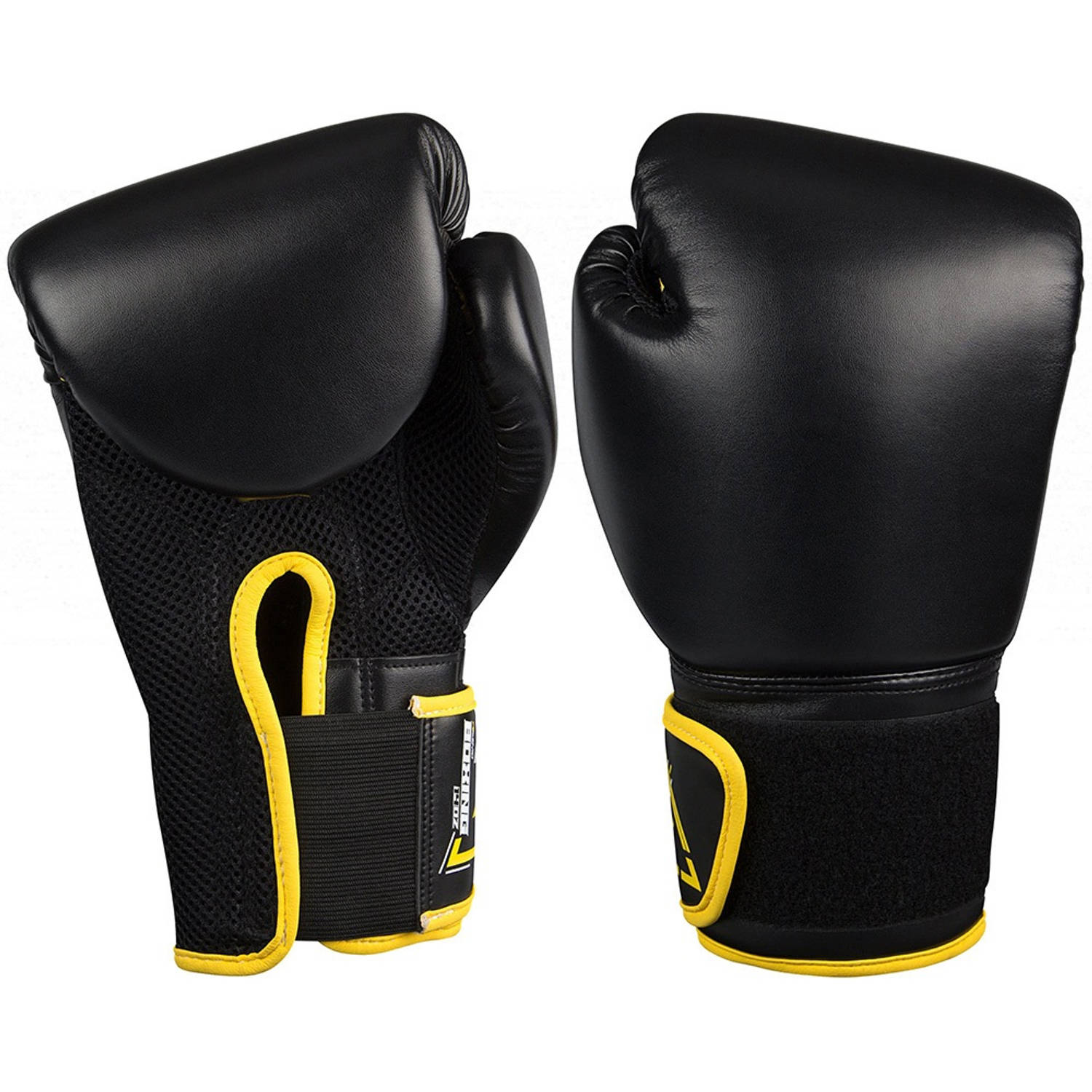 Avento bokshandschoenen 0,40 kg polyester zwart-geel maat 14