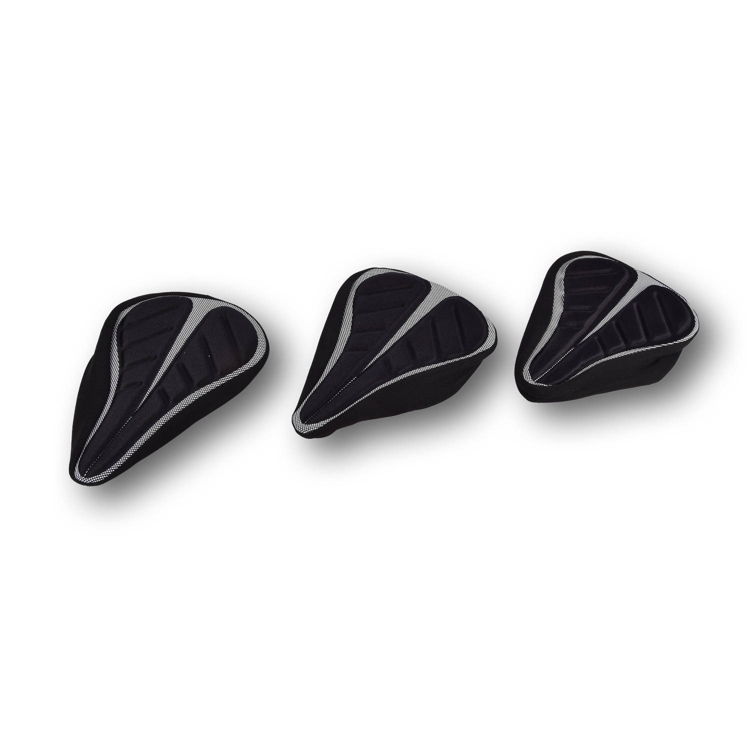 Set van 3 Zwarte Fietszadelhoezen met Gelvulling - Waterdicht - Polyester Gel Zadeldekje - 29cm x 20cm x 2.5cm - Voor Elektrischefietsen