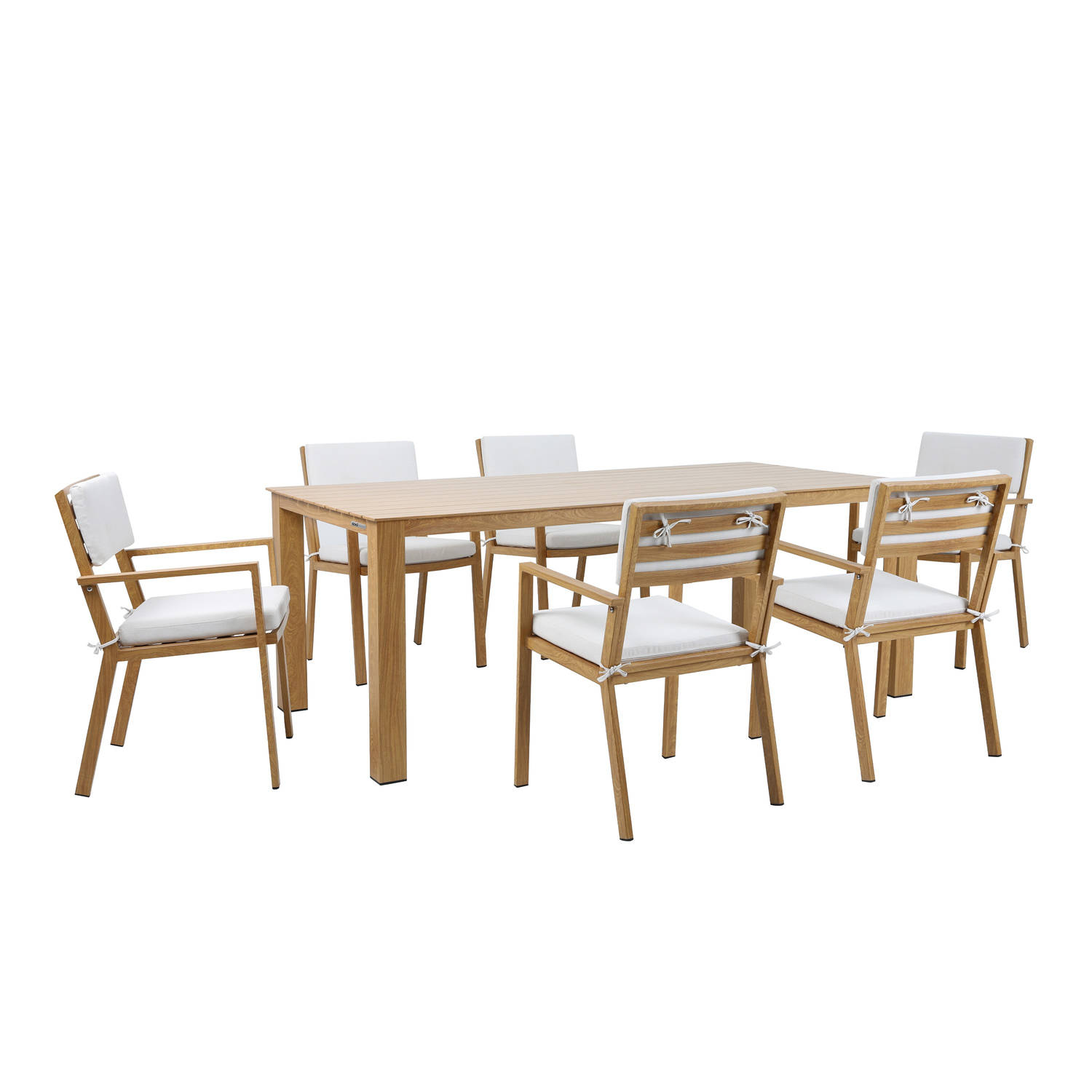 AXI Jada Tuinset met 6 stoelen in Hout look & Beige Dining set voor tuin in Aluminium-Polyester