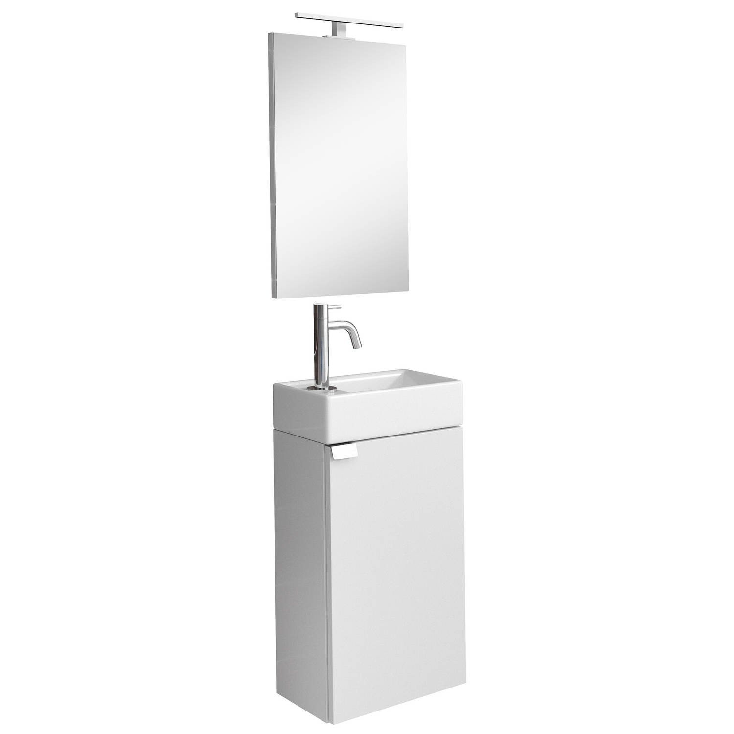 Badplaats Toiletmeubel Apollo 40cm met spiegel en LED hoogglans wit