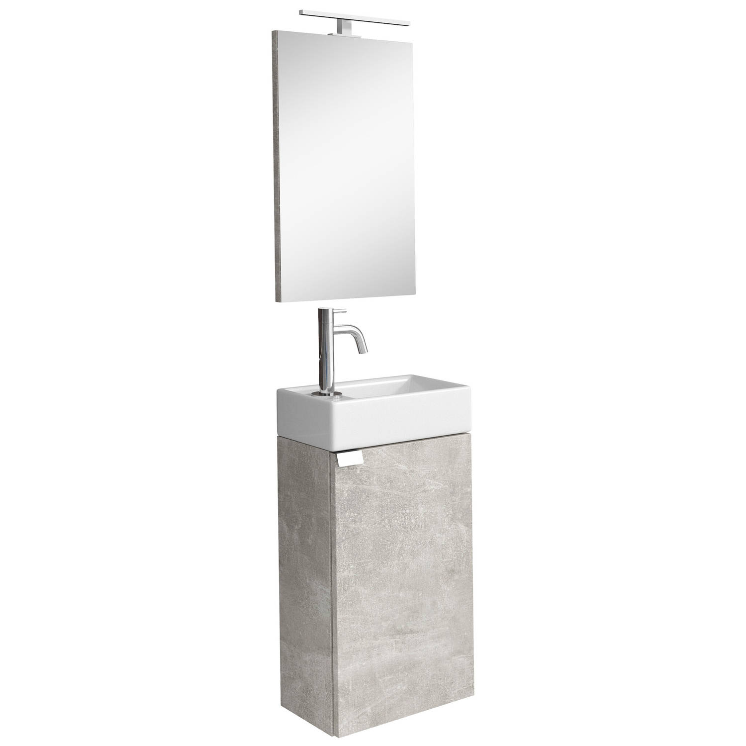 Badplaats Toiletmeubel Apollo 40cm met spiegel en LED beton grijs