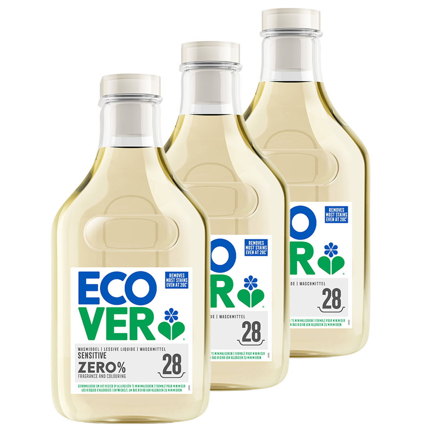 Ecover Wasmiddel Voordeelverpakking 3 x 1,43L - ZERO Sensitive - Baby Wasmiddel - Ecologisch - Gevoelige Huid