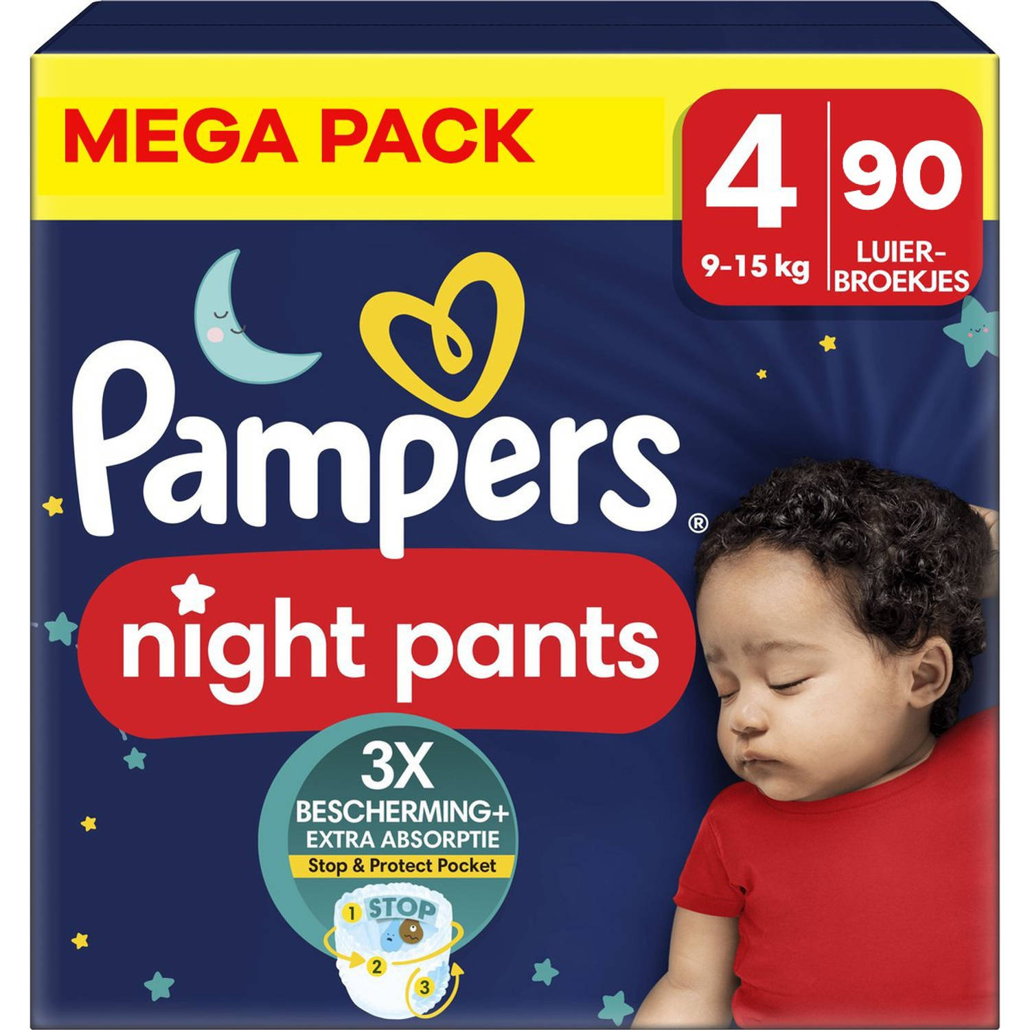 Pampers Night Pants Maat 4 Mega Pack 90 stuks 9-15 KG