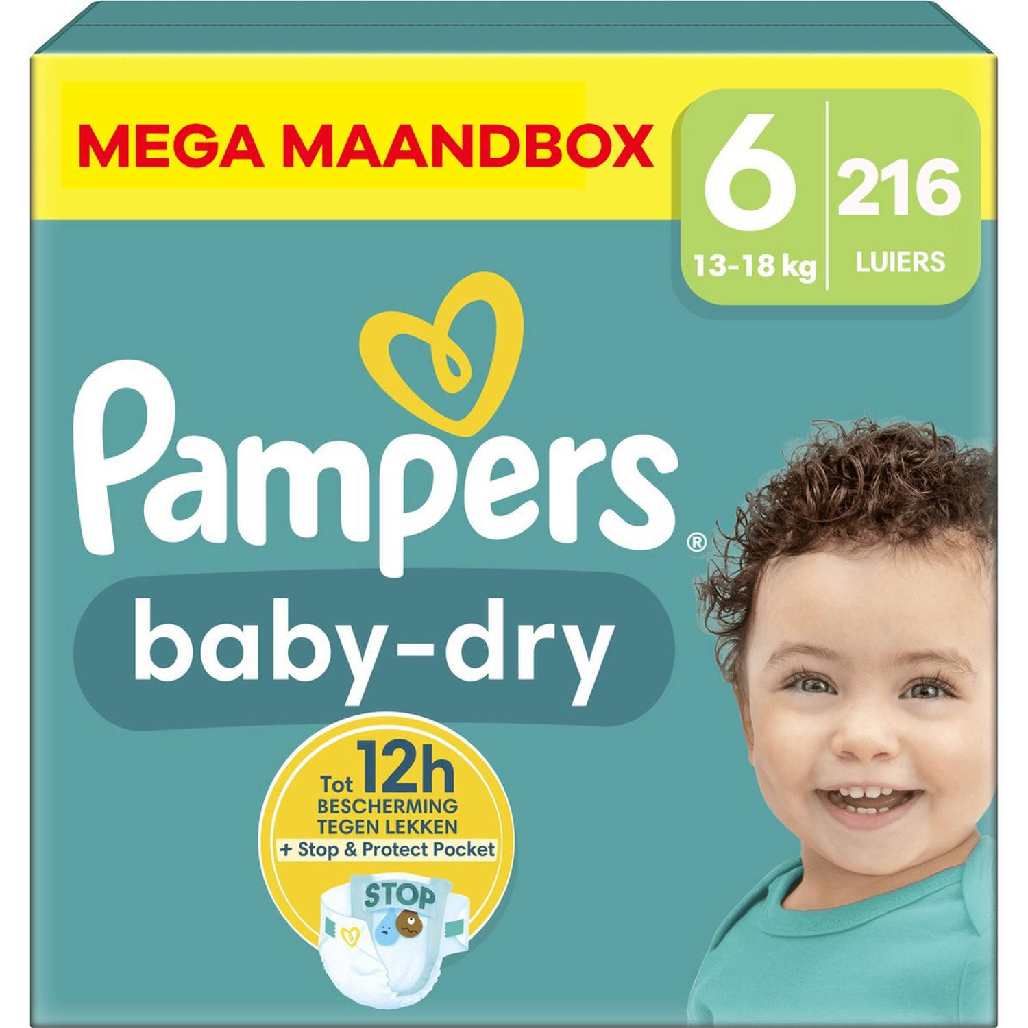 Pampers Baby Dry Maat 6 Mega Maandbox- 216 luiers 13-18 KG