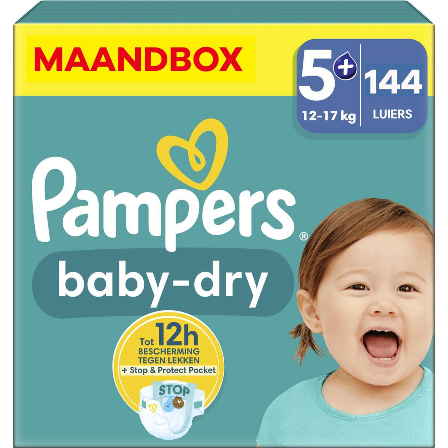Pampers Baby Dry Maat 5+ Maandbox 144 stuks 12-17 KG