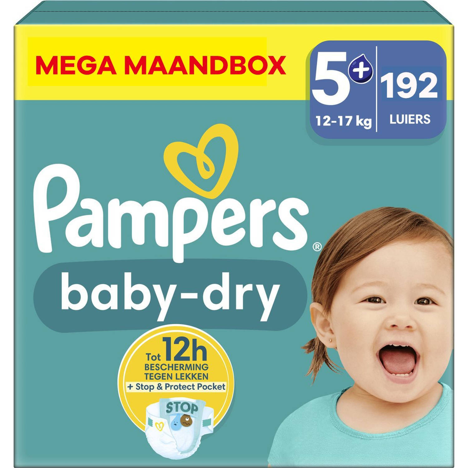 Pampers Baby Dry Maat 5+ Mega Maandbox 192 stuks 12-17 KG
