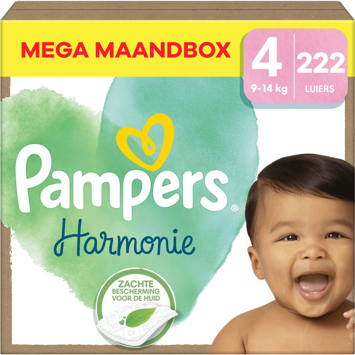 Pampers Harmonie Maat 4 Mega Maandbox 222 stuks 9-14 KG