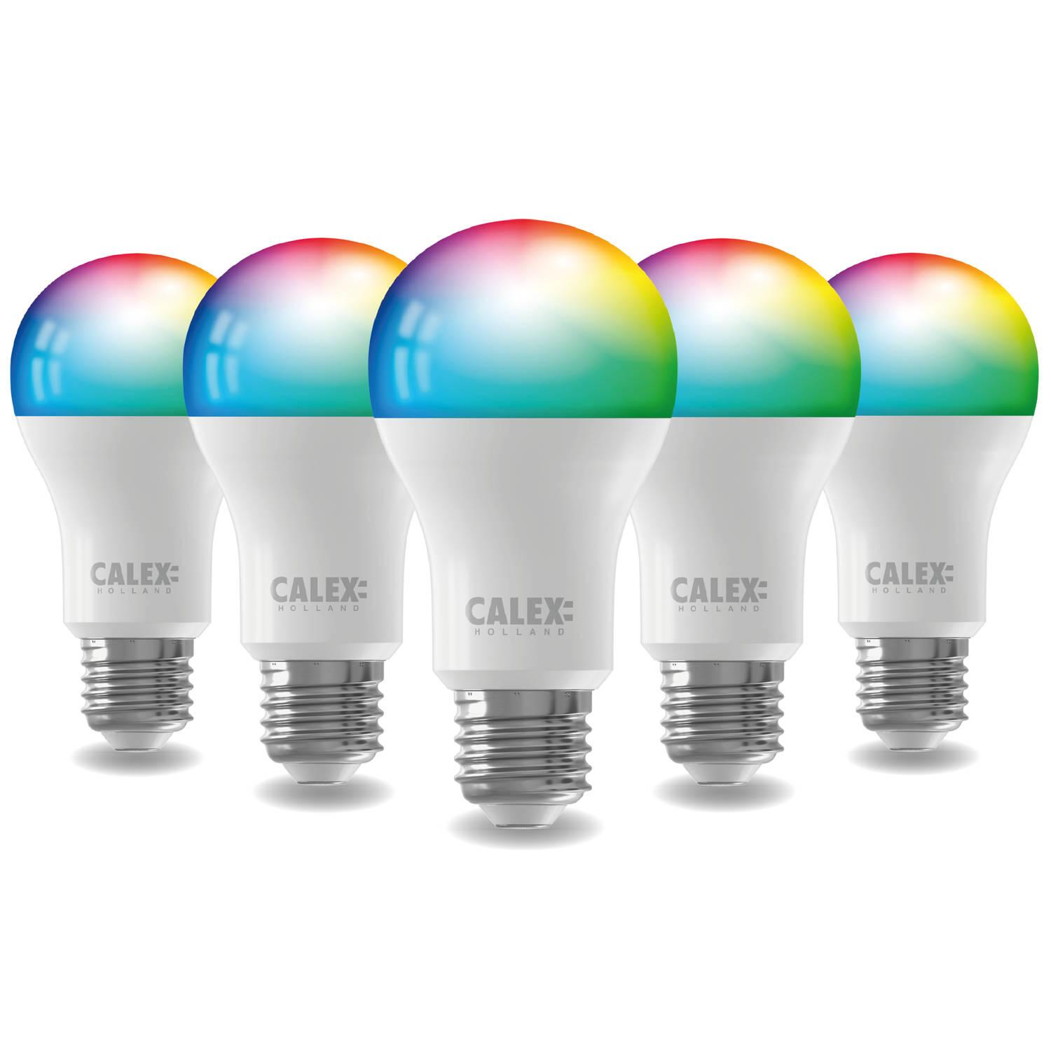 Calex Slimme Lamp - Set van 5 stuks - Wifi LED Verlichting - E27 - Smart Lichtbron - Dimbaar - RGB en Warm Wit - 9.4W