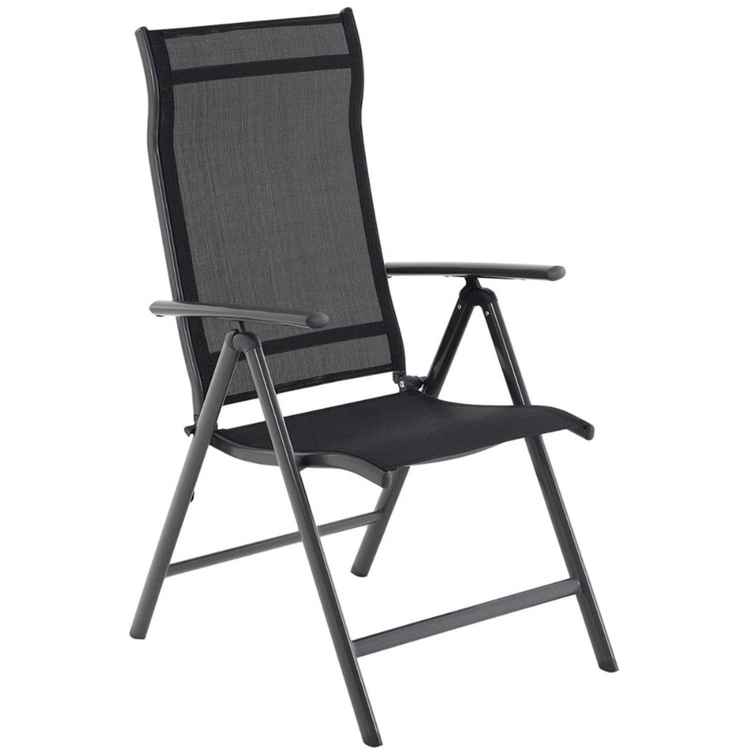 Opvouwbare Klapstoel in stevig aluminium - verstelbare rugleuning - draagt tot 150 kg - Zwart