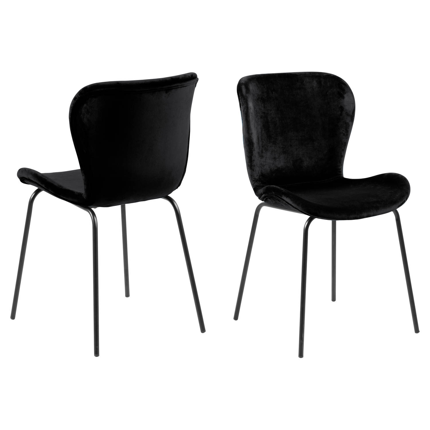 Set van 2 fluwelen stoelen Tilda zwart