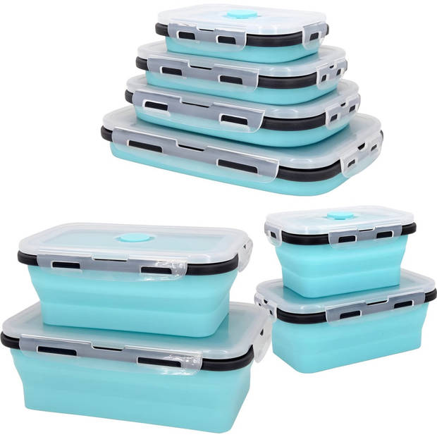 HI NATURE™ Vershoudbakjes set 4 stuks - Bewaarbakjes opvouwbaar - Lunchbox set - BPA Vrij Siliconen Voedselcontainer